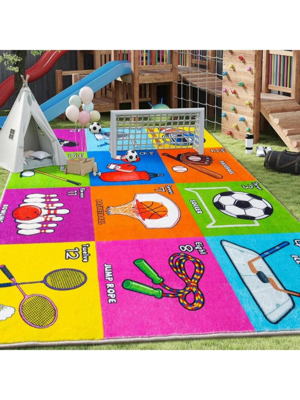 Colorful 12-Seat Classroom Rug 7x9 - Perfect for Preschool & Daycare Spaces